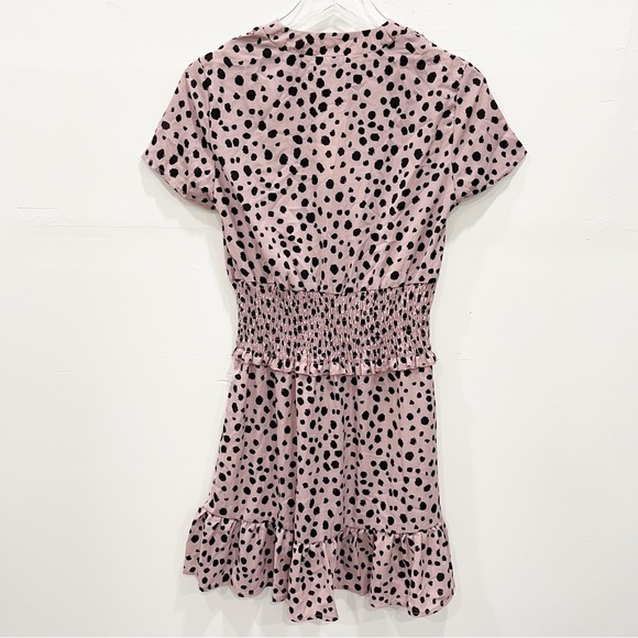 Stellah Printed Smocked Waist Mini Dress Flounce Hem Size Small - Picture 4 of 13